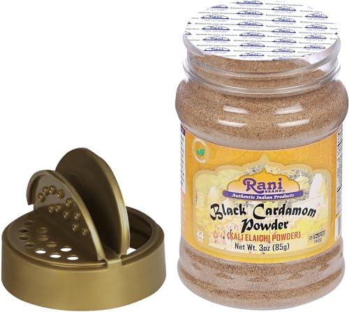Rani Brand Authentic Indian Products Rani Black Cardamom Powder (Kali Elachi) Indian Spice 3oz (85g) PET Jar ~ All Natural | Vegan | Gluten Friendly | NON-GMO | Kosher | Indian Origin | Smokey, Tsaoko, Cao Guo, Bach Dan Khau, Badi