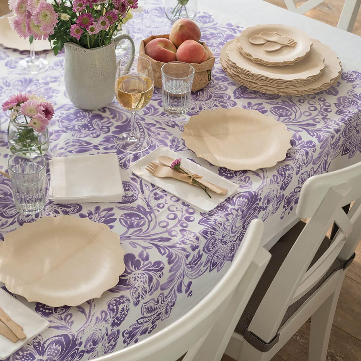 Bambu Bambu Pack of 25-9 Inch Disposable Bamboo Plates Fancy, Biodegradable Eco Friendly Products, Bamboo Disposable Plates for Party, Weddings, and Events, Great For Any Occasion, Compostable Plates