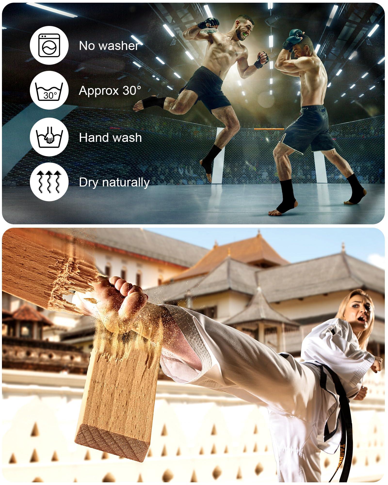 Handepo Handepo 4 Pairs Muay Thai Ankle Wraps MMA Compression Foot Sleeve Ankle Braces Sock Support for Men Women Kickboxing Martial Arts Gym Running Sports(Black)