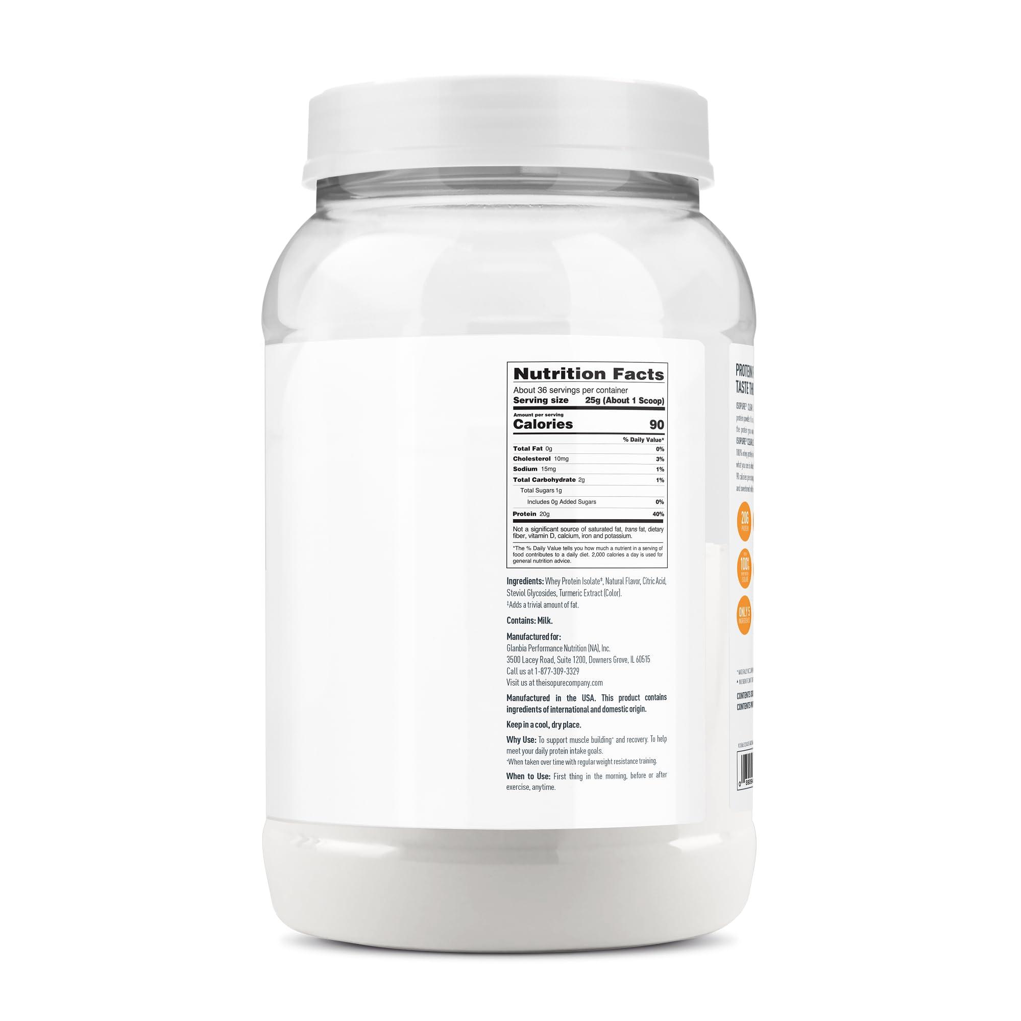 Isopure Isopure Clear Whey Isolate Protein Powder Infusions, Lactose Free, Gluten Free, Naturally Flavored, Citrus Lemonade, 20g Protein Per Serving, 1.9 Lb, 36 Servings