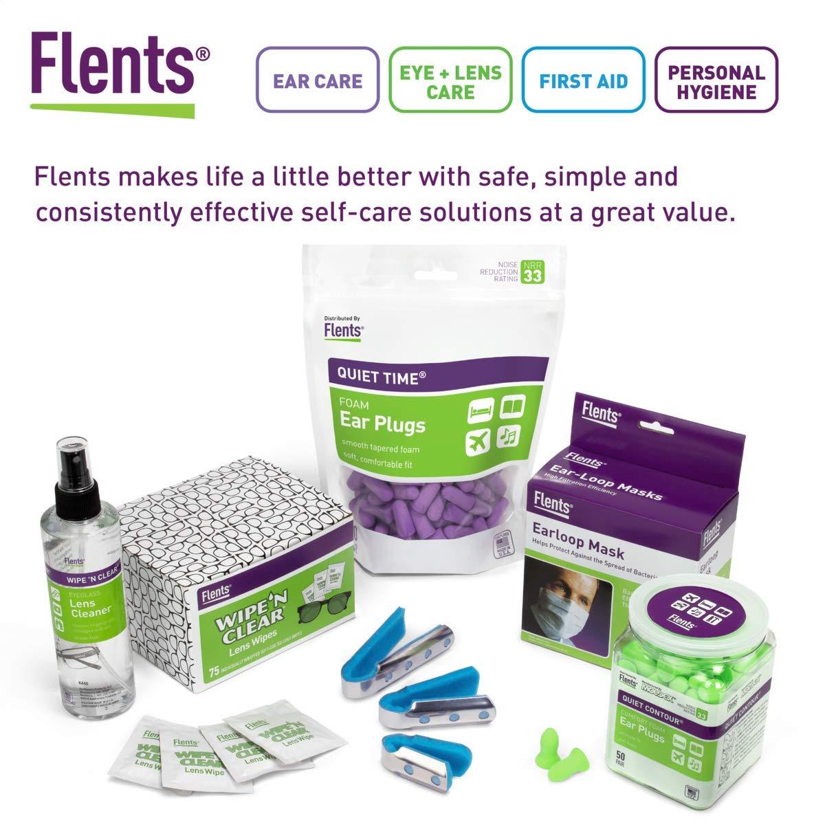 Flents Flents Lens Wipes, Wipe \'N Clear, 100 Count, Pre-Moistened, Streak-Free, Safe for Glasses, Sunglasses, Anti-Fog, Gentle Cleaning, Clear Vision, Individually Wrapped for Travel & Convenience