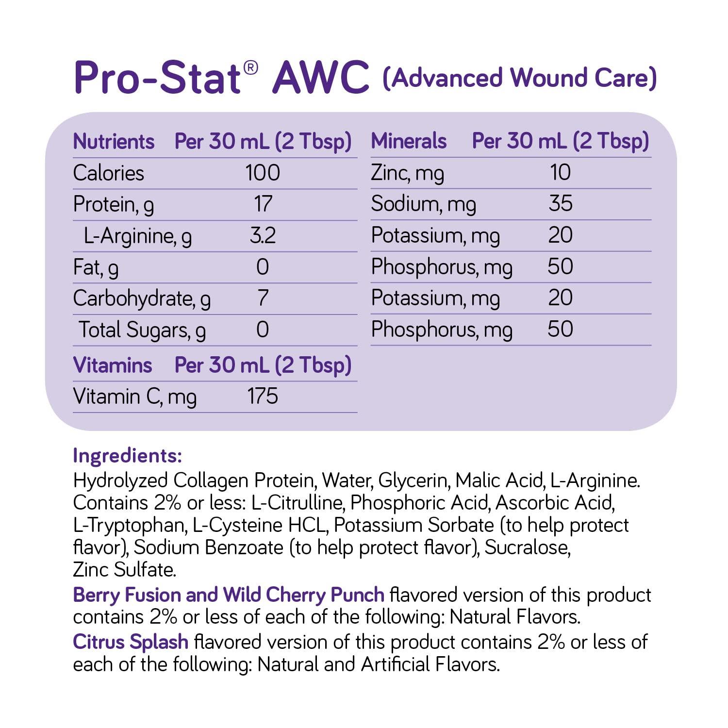 Pro-Stat Pro-Stat Advanced Wound Care (AWC), Concentrated Liquid Protein Medical Food - Berry Fusion Flavor, 30 Fl Oz bottle (Case of 4)