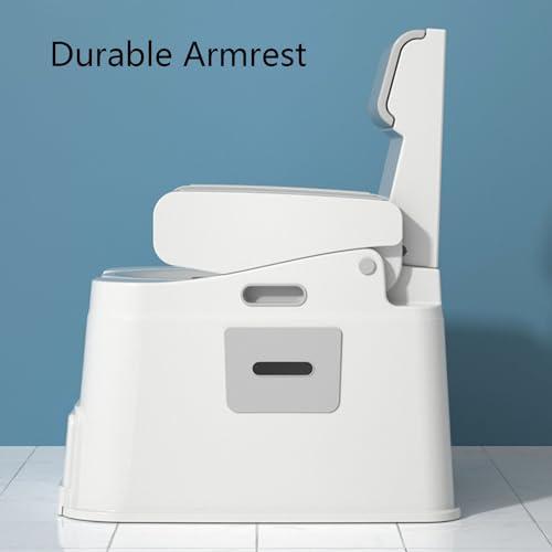 JATIBOSH Bedside Commode, Portable Toilet for Adults, Toilet Seat with Armrests, Non-Slip, Anti-Odor, Suitable for Disabled and Elderly, PP Material, Easy to Clean, Waterproof, Commode Toilet Chair