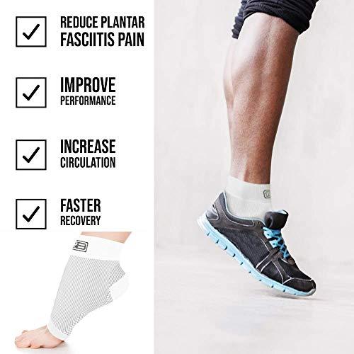 Go2Socks Go2 Arch Compression Support Sleeves for Heel Spur Relief, Gout, Neuropathy, Sports Injury, Men & Women Relief Socks (Solid White, Small)