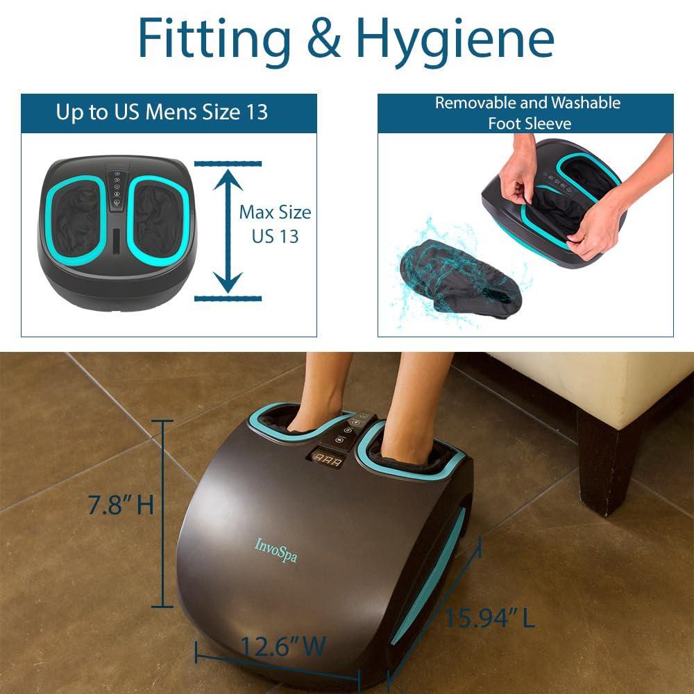 InvoSpa InvoSpa Shiatsu Foot Massager Machine with Heat - Electric Deep Kneading Heated Foot Massage - Spa Feet Massager for Neuropathy and Plantar Fasciitis