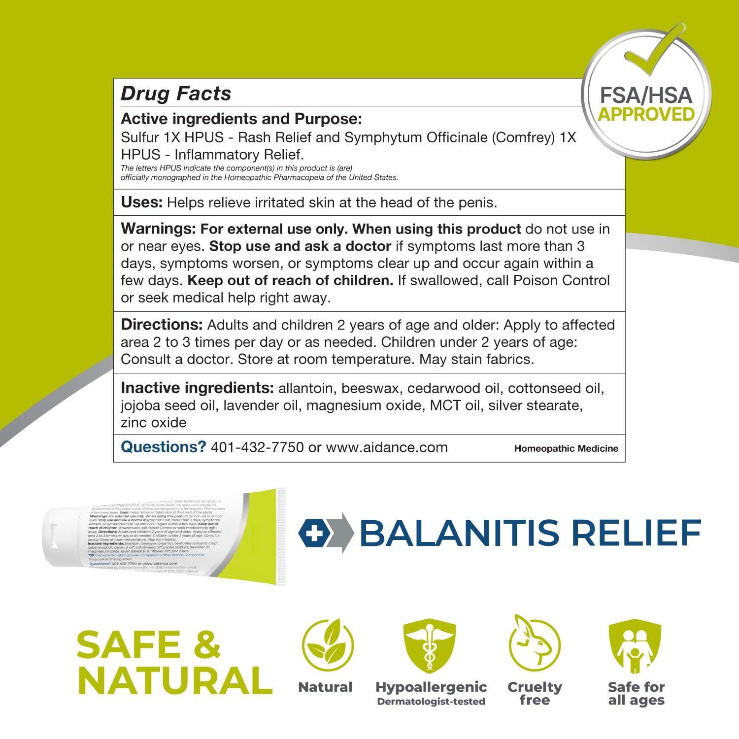 Aidance terrasil Balanitis Relief, Balanitis Treatment for Men, Soothing Foreskin Cream for Relief from Balanitis Symptoms: Irritation, Itch, Redness and Inflammation. Dermatologist Tested (50g)
