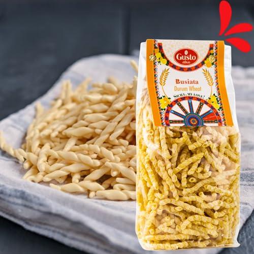 GUSTO ETNA Busiata Pasta, Spiral Pasta (500 gr), Artisan Italian Pasta, Busiate Pasta, Product of Italy, Non GMO, by Gusto ETNA
