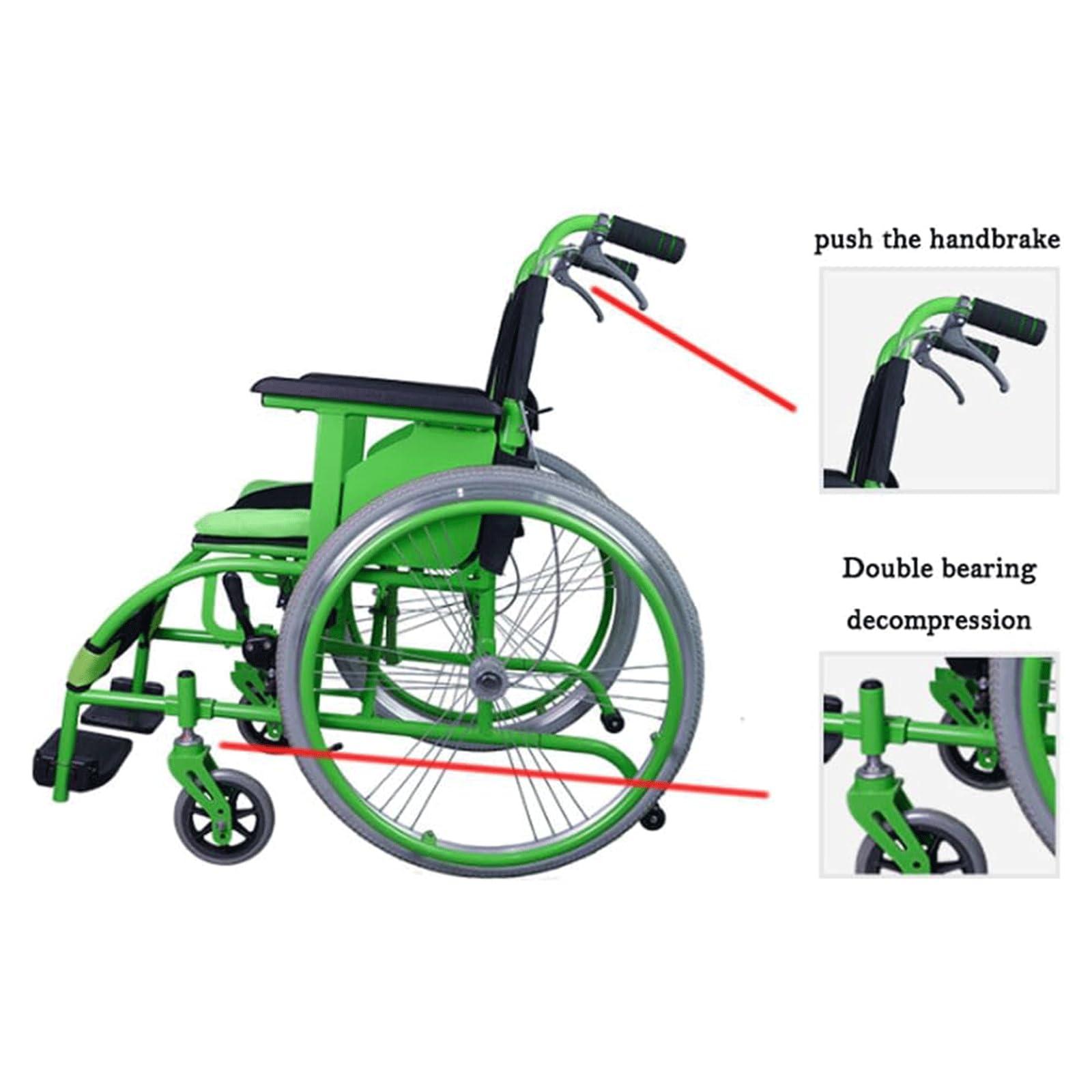 Rieort Ultralight Wheelchair Aluminum Alloy W/handbrakes Manual Wheelchair Travel Wheelchair Load 220lb Portable Folding Wheelchair