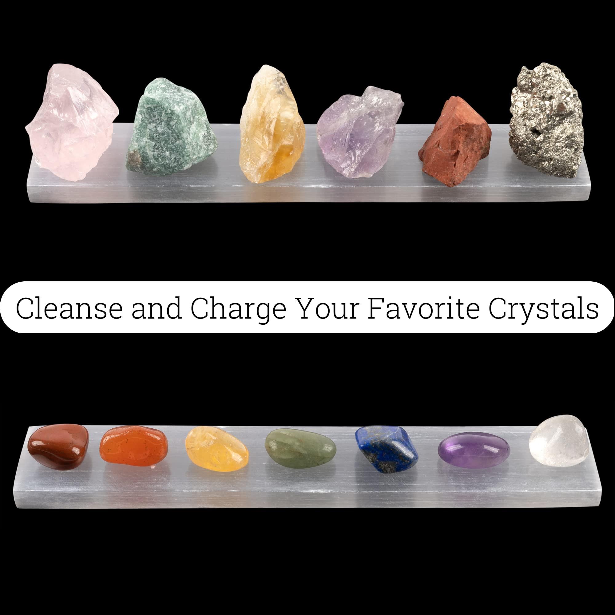 Wish Well Large Selenite Charging Plate 7.5 Inches Selenite Crystal Plate Ideal for Cleansing and Recharging Crystals and Healing Stones, Reiki, Meditation Protection Crystals Spiritual Gifts & Decor