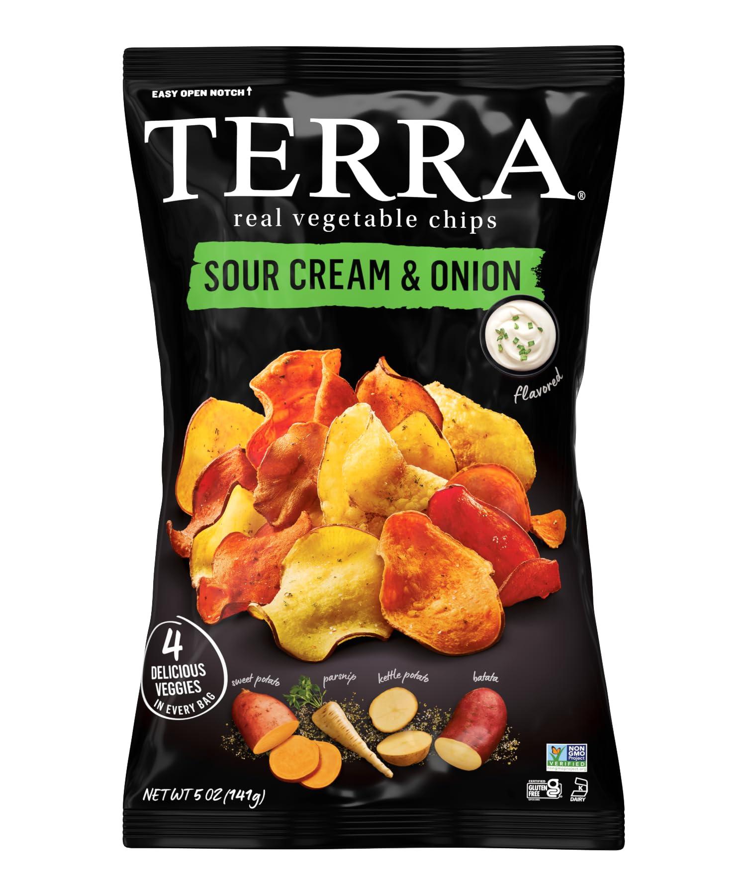 Terra Terra Vegetable Chips, Sour Cream & Onion, 5 oz (Pack of 6)