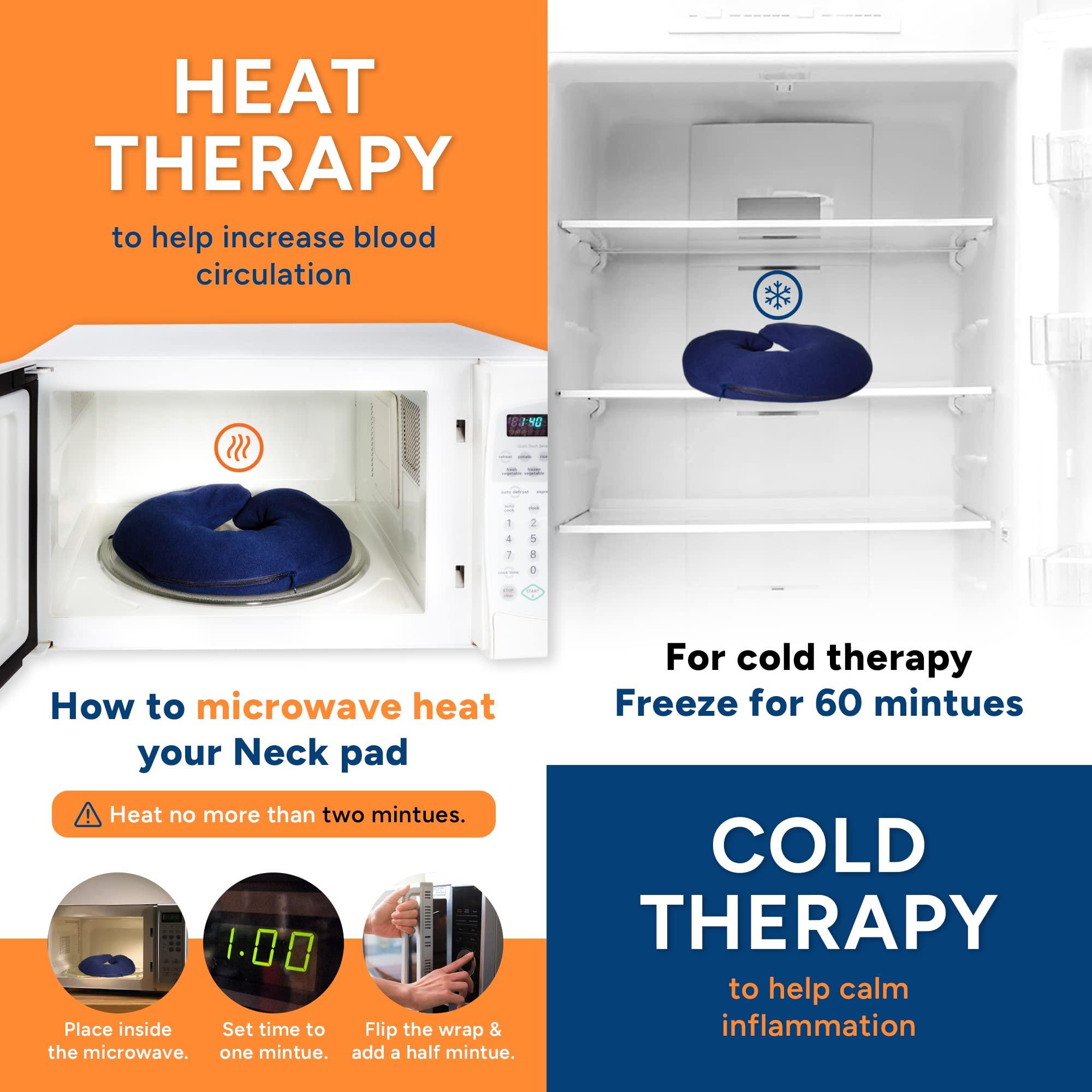 SunnyBay SunnyBay Microwave Heating Pad, Microwavable Heated Neck Pillow for Moist Hot Therapy, Heated Neck and Shoulder Wrap with Wheat Filling and Washable Cover, 12\"X12\"X2\", 2.5 lbs, Navy Blue