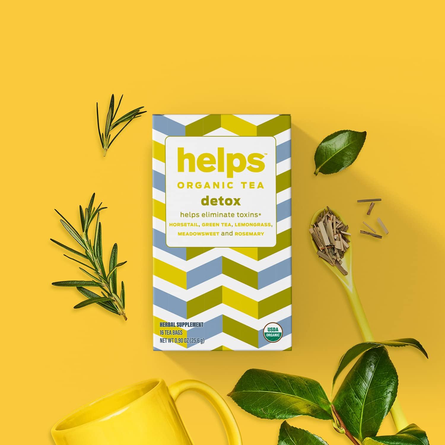 HELPS PHARMADUS BOTANICALS HELPS TEAS | Helps Detox Tea | Organic herbal blend of Horsetail, Green Tea, Herbal Lemon, Ulmaria and Rosemary that facilitate naturally our detox and depurative process. 16 Tea Bags