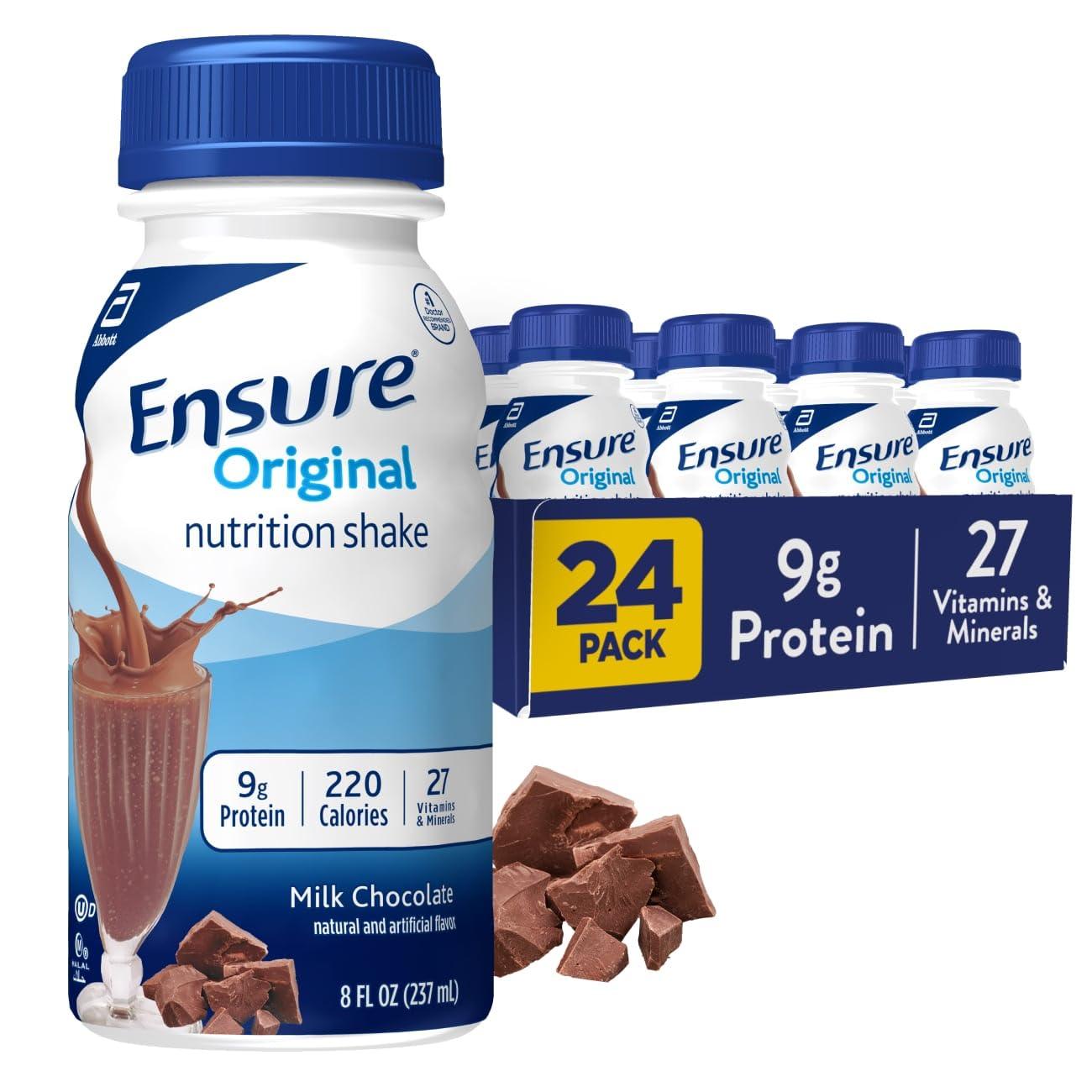 Ensure Original Ensure Original Nutrition Shake with 9 grams of protein, Meal Replacement Shakes, Milk Chocolate, 8 fl oz, 24 Count