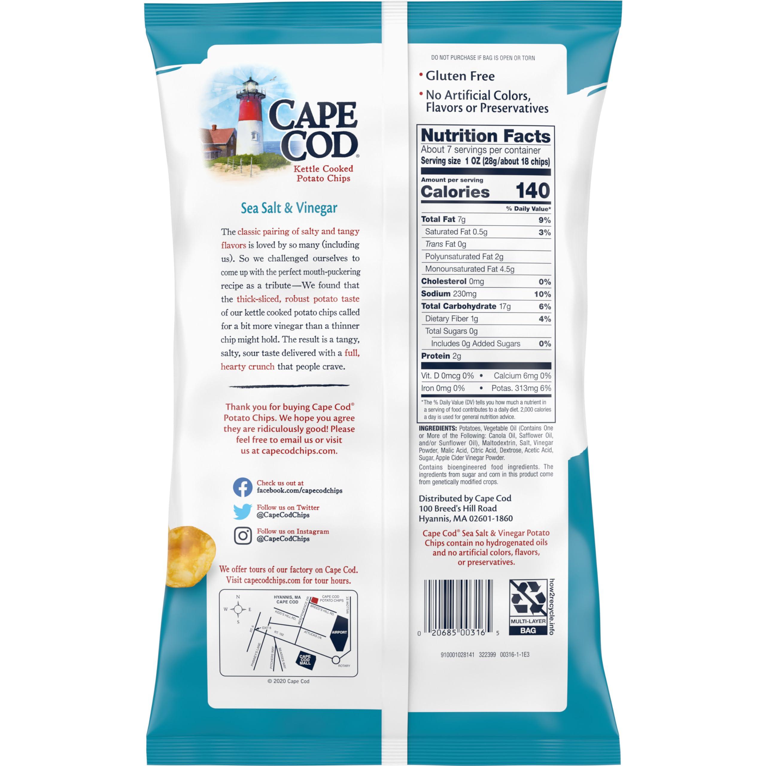 Cape Cod Cape Cod Potato Chips, Sea Salt and Vinegar Kettle Chips, 7.5 Oz (Pack of 2)