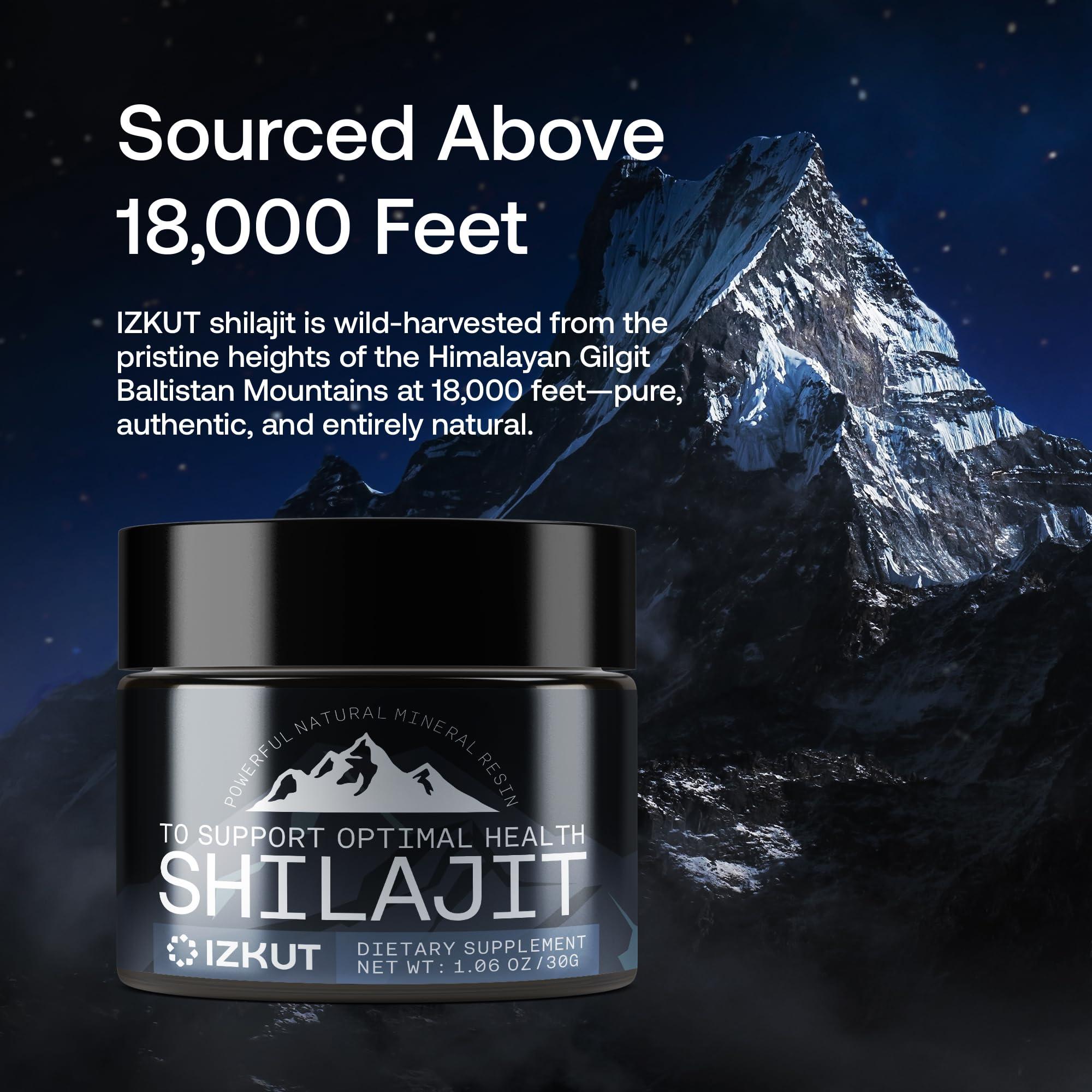 IZKUT Shilajit Pure Himalayan Organic: Shilajit Resin - Shilajit for Men and Women - Pure Shilajit with Trace Minerals & Fulvic Acid - for Energy, Strength & Immunity (30 G)