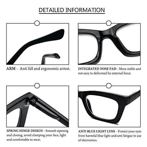 REAVEE REAVEE 3 Pack Oprah Style Reading Glasses for Women Blue Light Blocking, Cute Oversized Square Computer Readers with Spring Hinge 2.25