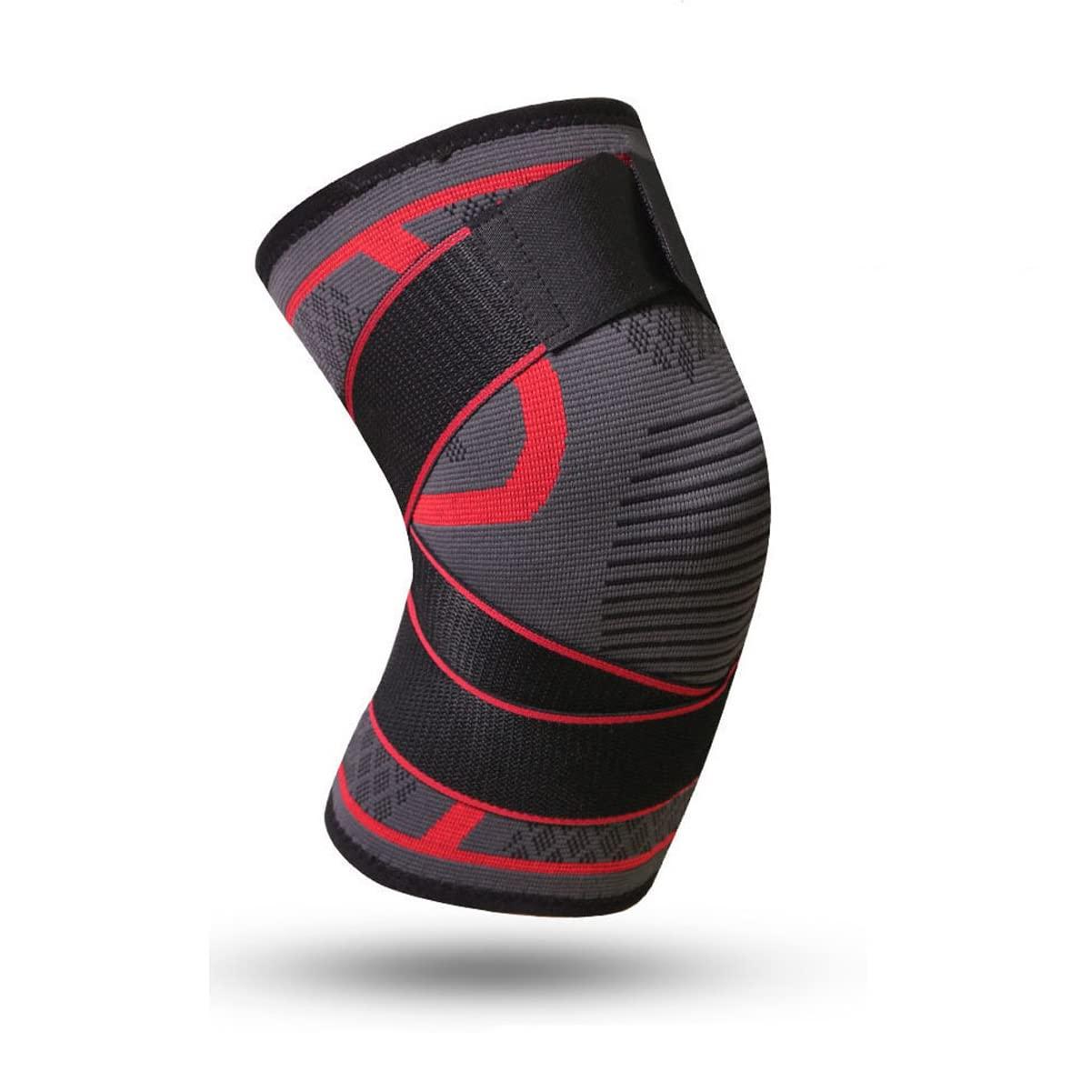 Freeior Freeior Sports Knee Pad Fitness Gear Adjustable Knee Support Braces for Men and Women (M, A-red)