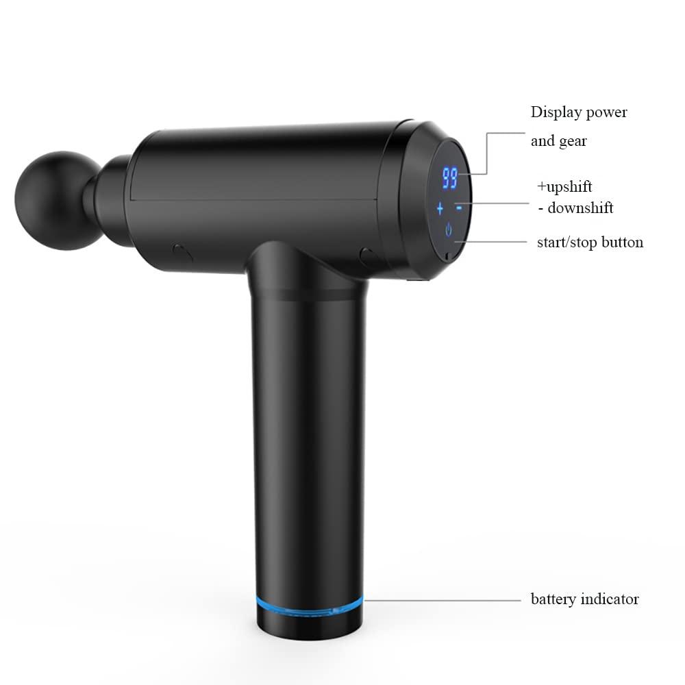 EEKER EEKER Massage Gun Muscle Relaxer High Frequency Vibration Massage Grab Fitness Electric Impact Gun, 6 Massage Heads, LCD Touch Screen,Black Silk