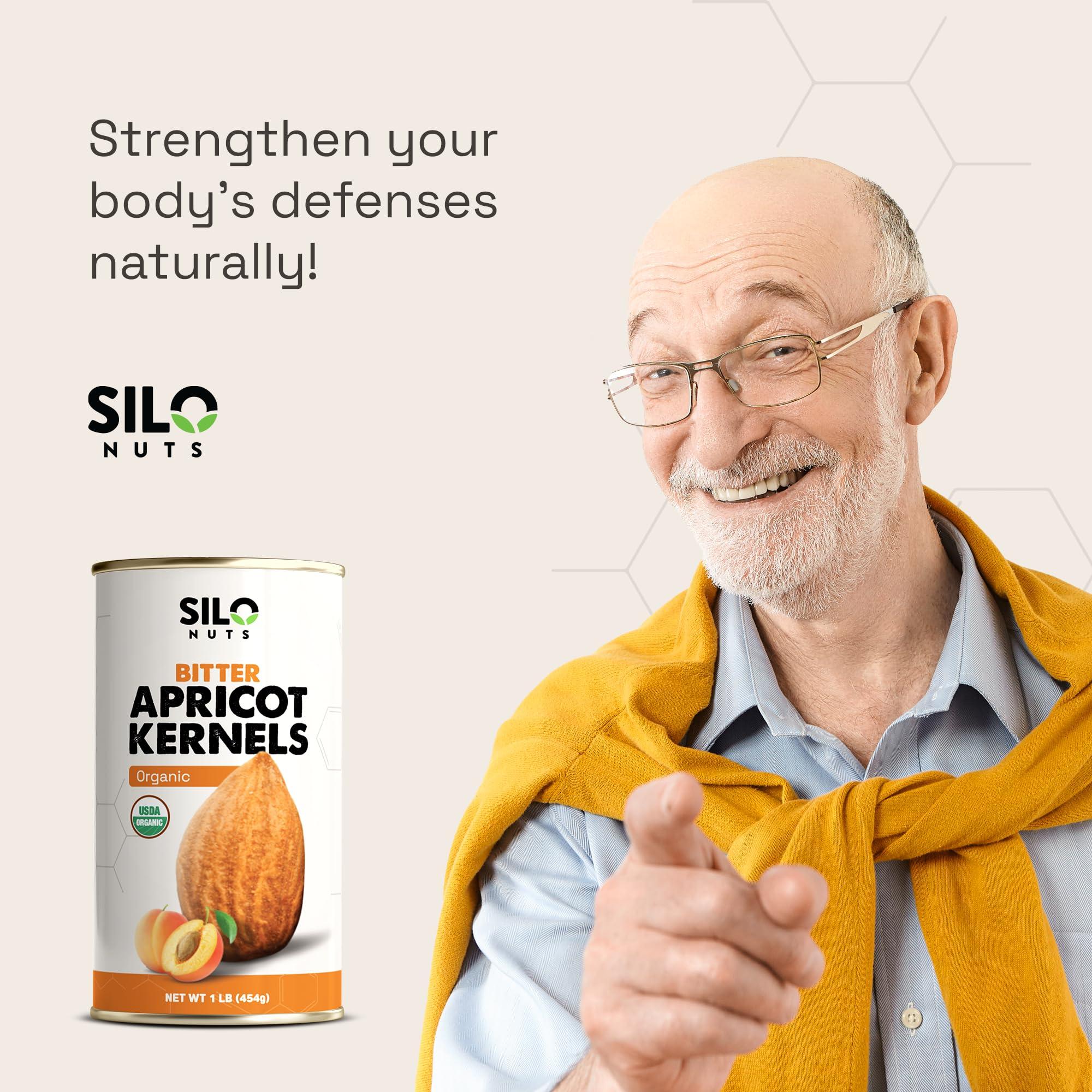 SILO NUTS SILO Nuts Organic Bitter Apricot Kernels - USDA Certified Organic Bitter Apricot Seeds - Natural & Non-GMO, Premium Quality Kernals, No Sulfur or Additives - 16 oz