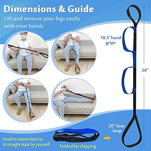 Mybow Leg Lifter Strap Medical Foot Lift After Surgery for Knee Hip Replacement Recovery Kit Mobility Aids Physical Therapy Leg Pull Strap Rigid Loop Foot Lifter Thigh Portable Leg Lifting Strap - 37" Long