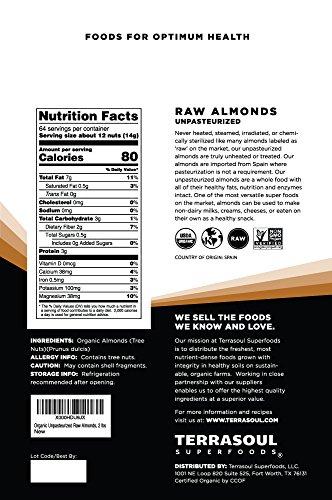 Terrasoul Superfoods Terrasoul Superfoods Raw Unpasteurized Organic Almonds (Sproutable), 2 lbs