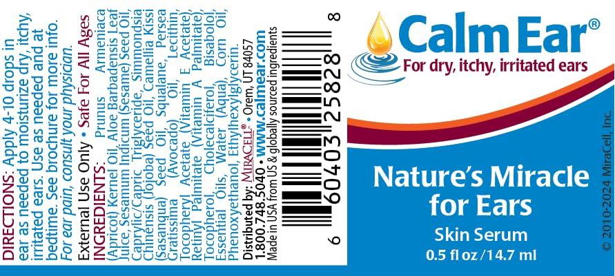 Miracell Calm Ear Drops for Itchy, Clogged, Irritated & Dry Ears. All Natural Ear Oil for Babies, Kids, Adults, Cats & Dogs. 0.5oz