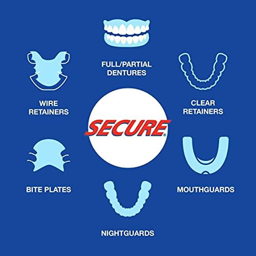 Secure Secure Anti-Plaque Cleansing Tablets PH Formula Removes Odors, Stains, Bacteria, Germs - Deeply Clean Dentures, Partials, Nightguards, Retainers in 5 Minutes - Zinc Free - 32 Tablets (1 Pack)