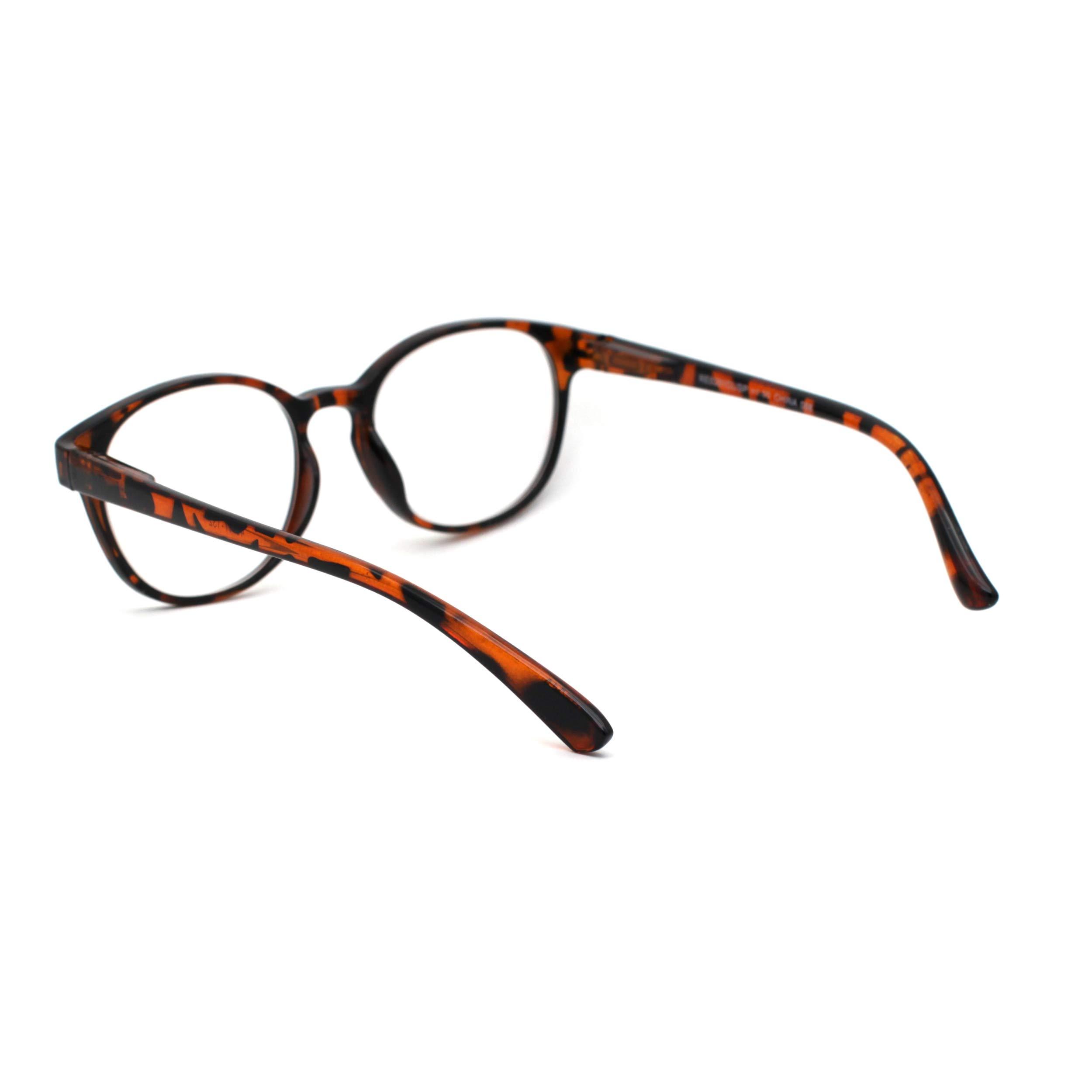 SA106 SA106 Round Thin Keyhole Horn Rim Plastic Reading Glasses Tortoise +3.0