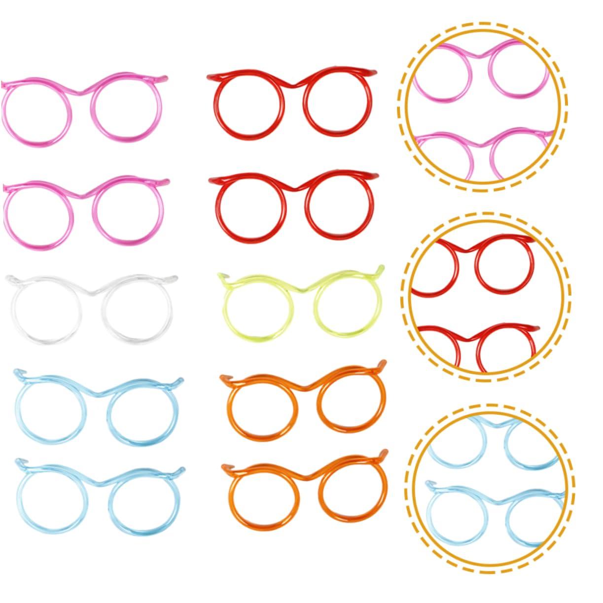 PRETYZOOM PRETYZOOM Funny Straw Eyeglasses Shaped Plastic Straws Disposable for Carnival Events