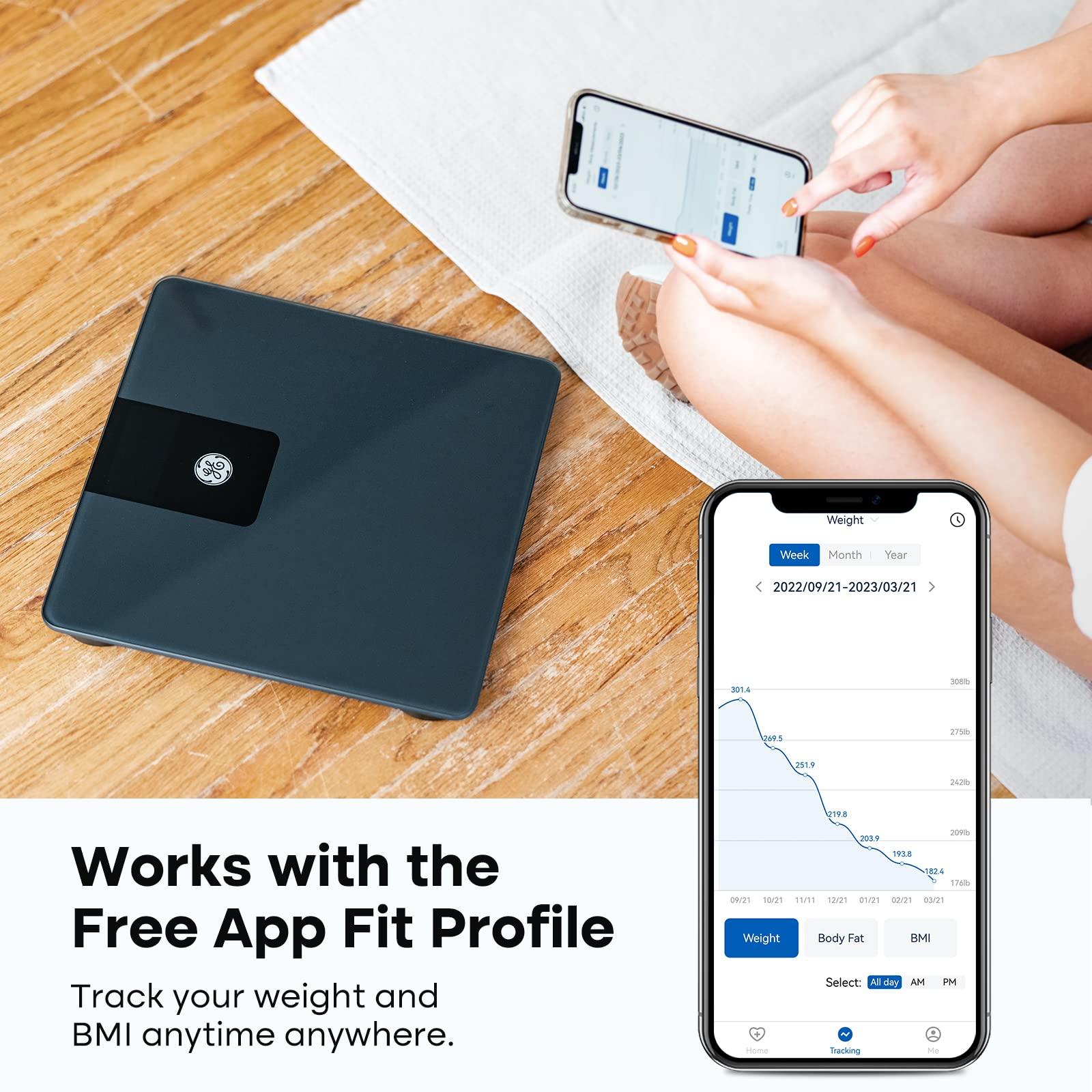 GE GE Bathroom Scale Body Weight: Digital BMI Weight Balance Scales FSA HSA Eligible Heavy Duty Measuring Device for People Accurate Bluetooth Weighing Electronic Weigh Machine, Black