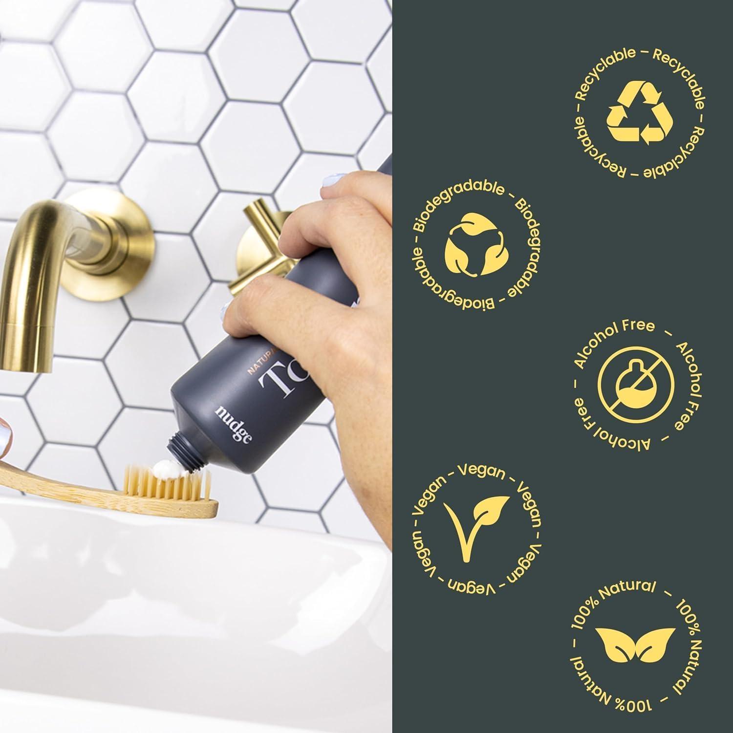 Nudge Nudge Nano Hydroxyapatite Toothpaste with Vitamin E, Fluoride-Free, SLS Free, Remineralizes & Whitens, Enamel Protection, Plaque Control, Ideal for Dry Mouth & Sensitive Teeth, Mint 4 oz (Pack of 3)