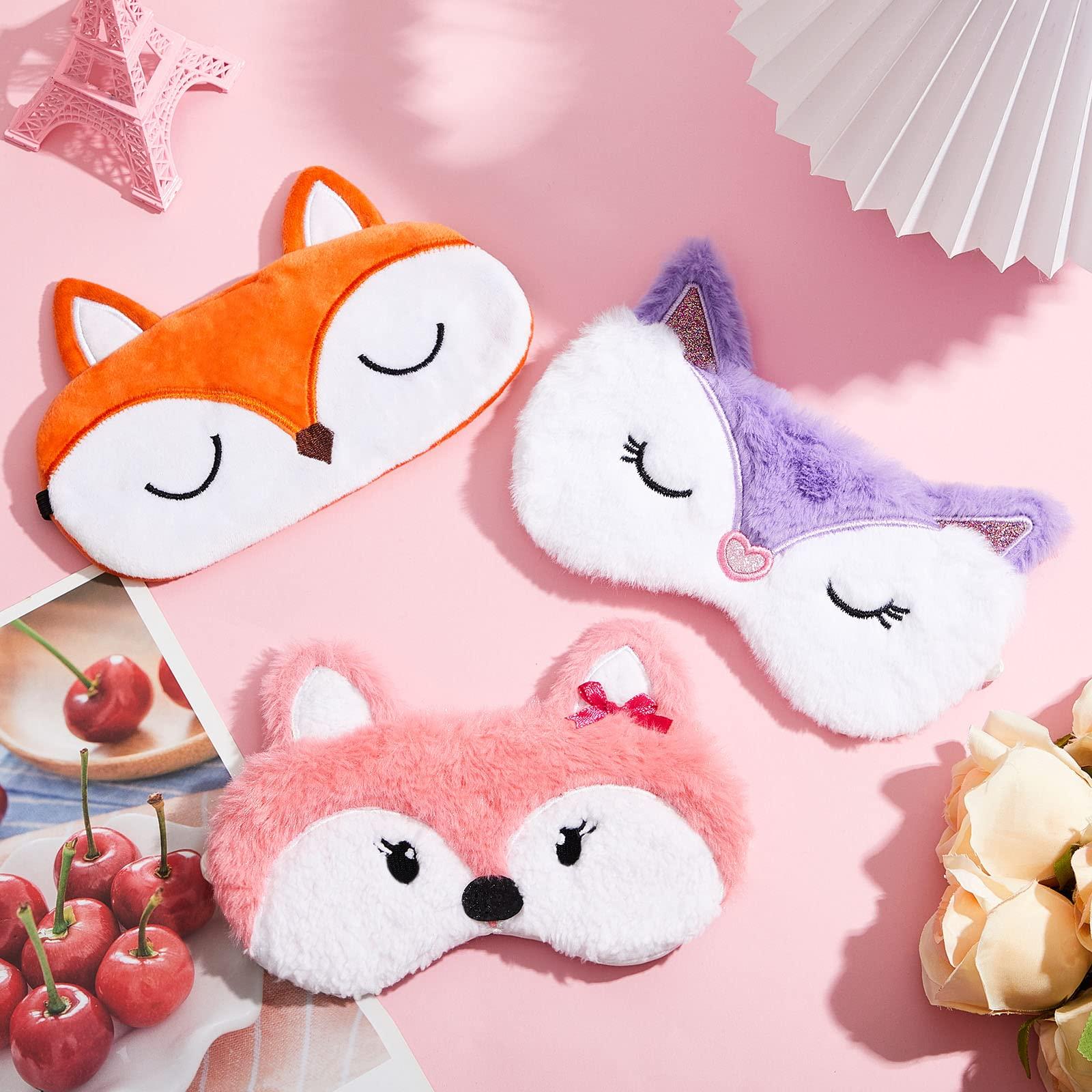 Haysandy Haysandy Cute Eye Mask for Sleeping 3 Pieces Cartoon Dog Face Eye Cover Funny Animal Cat Sleeping Mask Soft Lightweight Night Sleep Kitty Blindfolds for Women Men Kids(Fox)