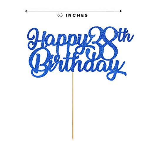 MAGJUCHE Blue Happy 38th Birthday Cake Topper, Royal Blue Glitter Cheers To 38 Years Party Cake Decorations, Supply