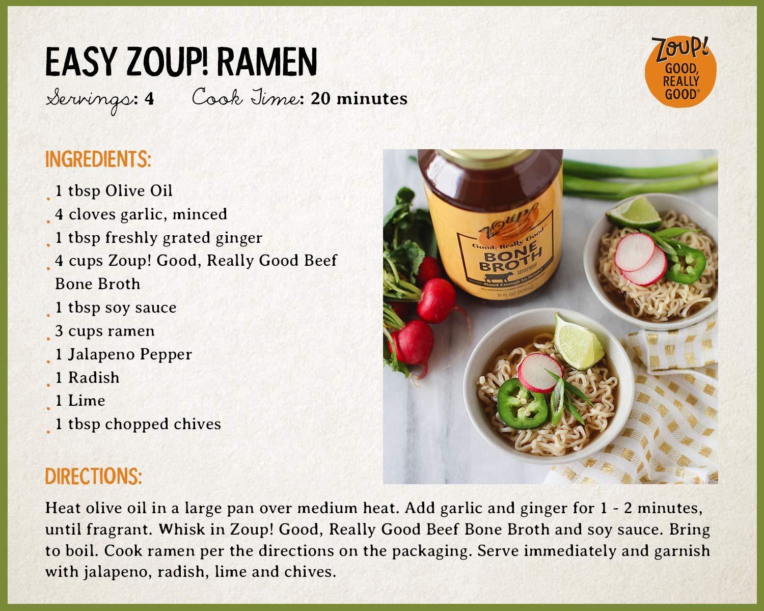 Zoup! Beef Bone Broth by Zoup! Keto-Friendly, Gluten Free, Sugar Free, Non-GMO Clear Broth - Great for Stock, Bouillon, Soup Base or in Gravy - 2-Pack (32 oz)