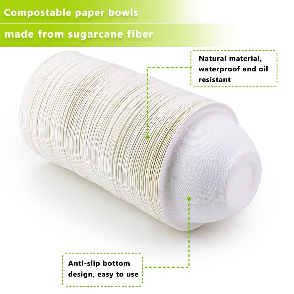 Oomcu Oomcu 100 Pack 8oz Paper Bowls Disposable Heavy Duty,Compostable Bowls Disposable Soup Bowls for Hot Food,Small Disposable Food Bowls for Ice Cream,Salad,Snacks,Dessert,Picnics Bowl (White)