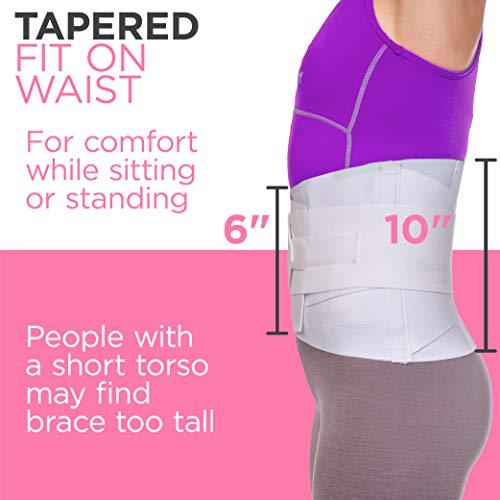 BraceAbility BraceAbility Women's Back Brace for Female Lower Back Pain - Lightweight Soft White Elastic Lumbar Compression Support Belt is Discreet Under Clothes for Ladies, Nurses, Walking (L)