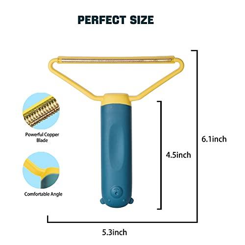 Generic Pet Hair Remover Portable, Dog Lint Remover,Cat Hair CleanerReusable Pet Hair and Lint Remover, Dual-Head Portable Cleaner for Carpet, Car and Fur, 3 Color Options for Rug Scraper Tool (Blue)