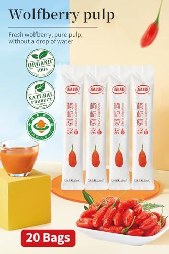 hee creek Goji Berries Fruit Puree Raw Liquid Drink (Wolfberries Juice) 100% pure juice Undiluted -15ml*20 PCSNo Added Sugar wolfberry tea goji puree goji juice (Wolfberries)