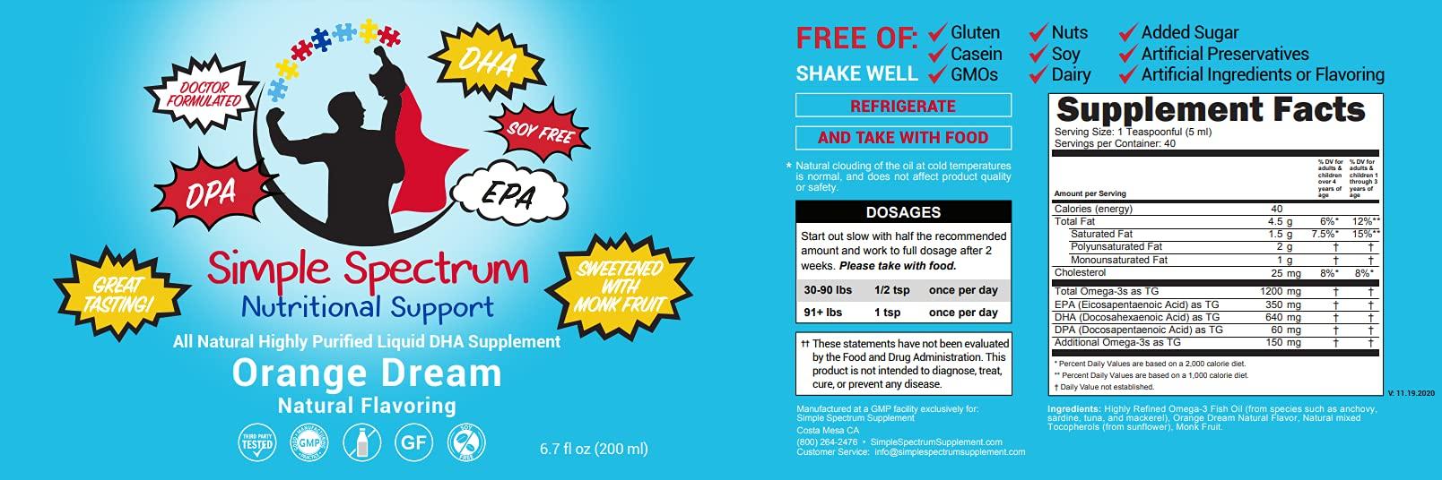 Simple Spectrum Nutritional Support Simple Spectrum, All Natural Fish Oil, Omega 3 DHA Supplement