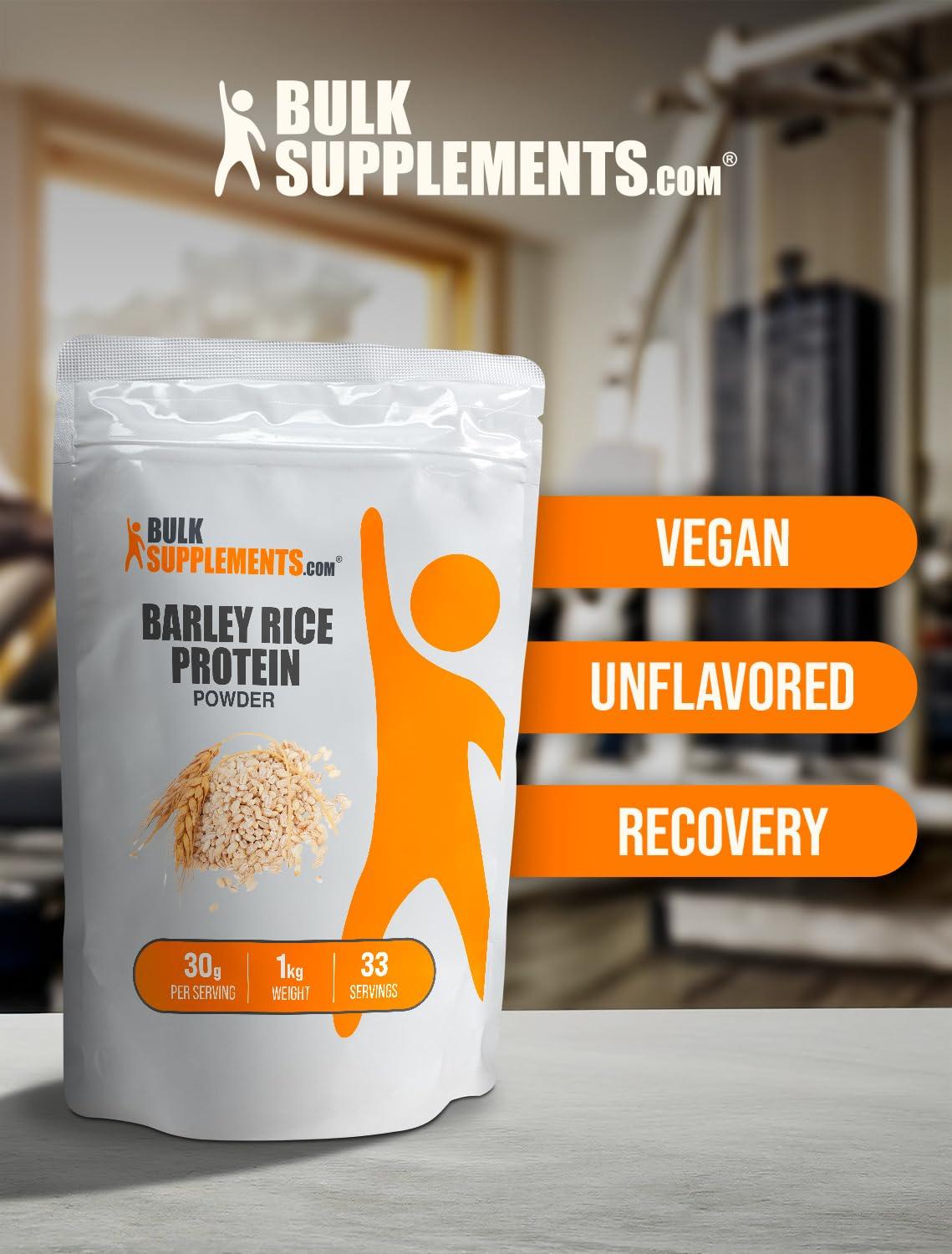 BULKSUPPLEMENTS.COM BulkSupplements.com Barley Rice Protein Powder - Vegan Protein Powder, Unflavored Protein Powder - Dairy Free Protein Source, 30g per Serving, 1kg (2.2 lbs) (Pack of 1)
