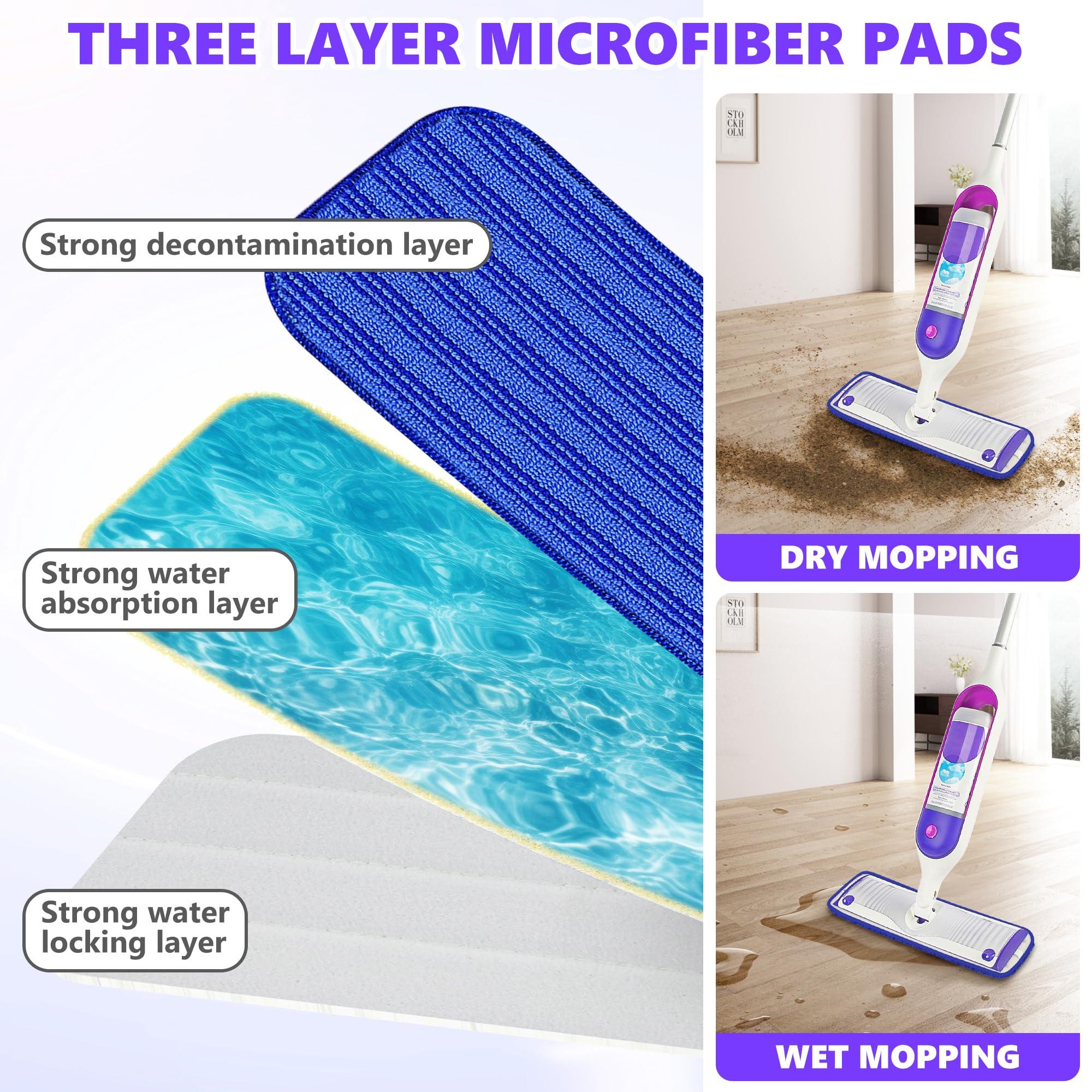 TINA&TONY Reusable Mop Pads Compatible with Swiffer PowerMop, Microfiber Mop Pads Refills Mop Heads Replacement for Swiffer Mop Spray Mop Floor Mop, Washable Reusable Floor Mopping Refills, 6 Pack