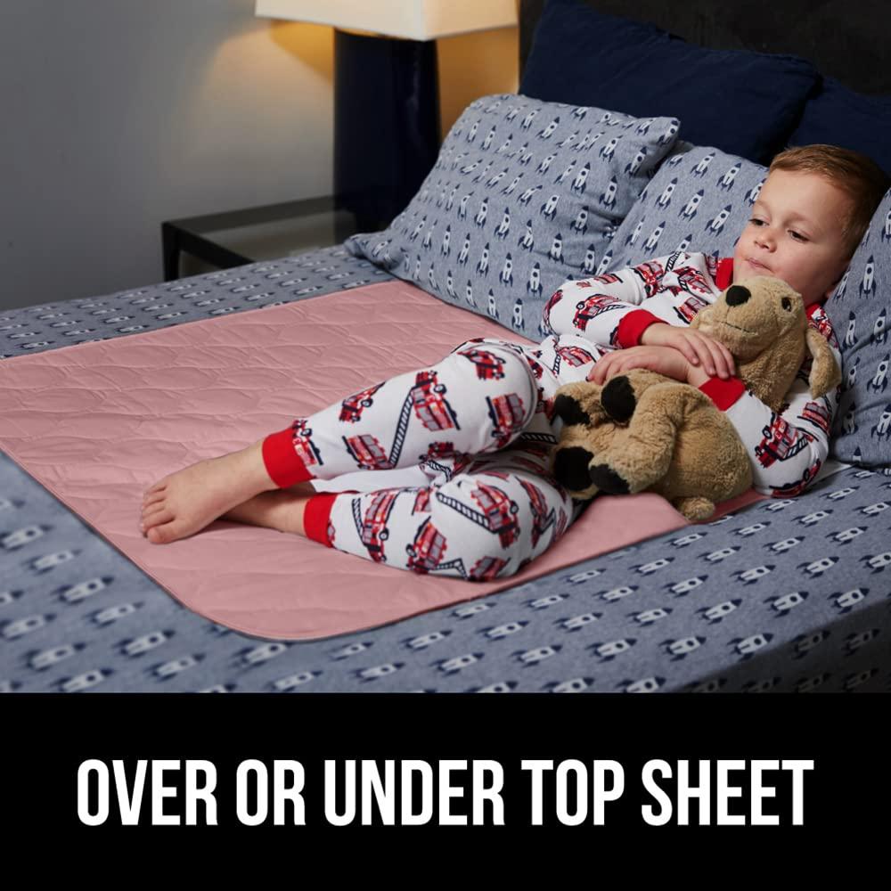 Gorilla Grip Gorilla Grip Washable Underpads, Waterproof Reusable Heavy Absorbency Incontinence Bed Pads, Leak Proof Toddler Mattress Pads, 52x34 Slip Resistant Pad Protector for Bedwetting, Adults and Kids, Pink