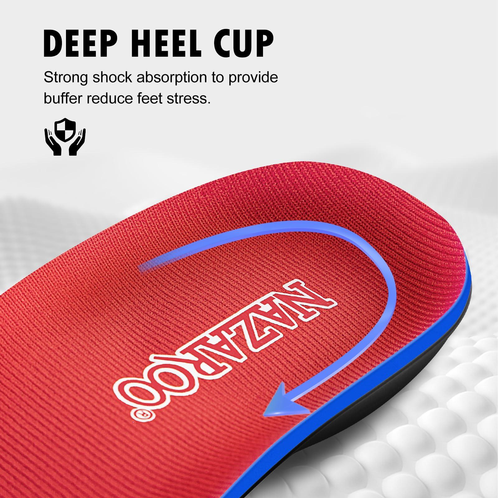 NAZAROO Shoe Insoles Arch Support Inserts Orthotic Insoles for Plantar Fasciitis, Flat Feet, High Arch, Pronation, Heel Spurs & Foot Pain