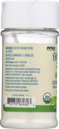 Now Foods Organic Better Stevia Extract Powder Zero Calorie Sweetener (1 Ounce)