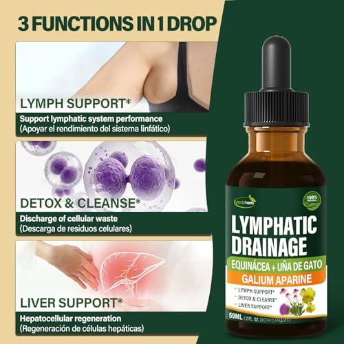 Verdeherb Verdeherb Cleavers Lymphatic Drainage Drops Enhance Lymph System Detox Cleanse, Echinacea, Milk Thistle, Cats Claw, Turmeric, Dandelion, Burdock Immune Support Supplement. 2oz