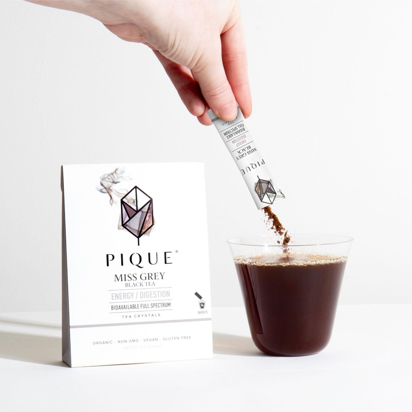 PIQUE Pique Organic Earl Grey Tea Crystals - Caffeinated Black Tea with Bergamot for Energy, Prebiotic Polyphenols Support Healthy Metabolism, Immunity - 14 Single Serve Sticks (Pack of 1)