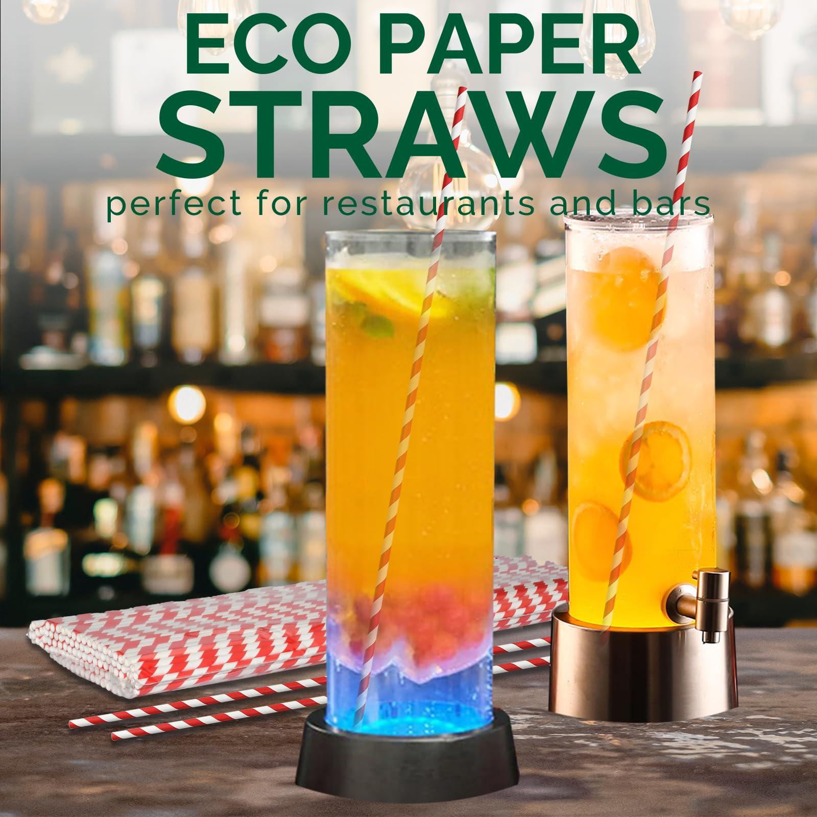 chunspak 18 Inch Extra Long Paper Drinking Straws - For Large Drinks, Cotton Candy Sticks, DIY Crafts - Red, 100 Counts- 100% Biodegradable