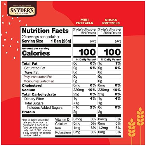 Snyder's of Hanover Snyder's of Hanover Pretzels, Minis and Sticks 100 Calorie Packs, 20 Ct Variety Pack