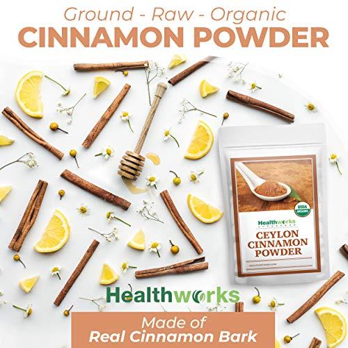 Healthworks Healthworks Ceylon Cinnamon Powder Ground Raw Organic (16 Ounces / 1 Pound) | Keto, Vegan & Non-GMO | Great with Coffee, Tea & Oatmeal | Premium Antioxidant Superfood/Spice (1 Pound)