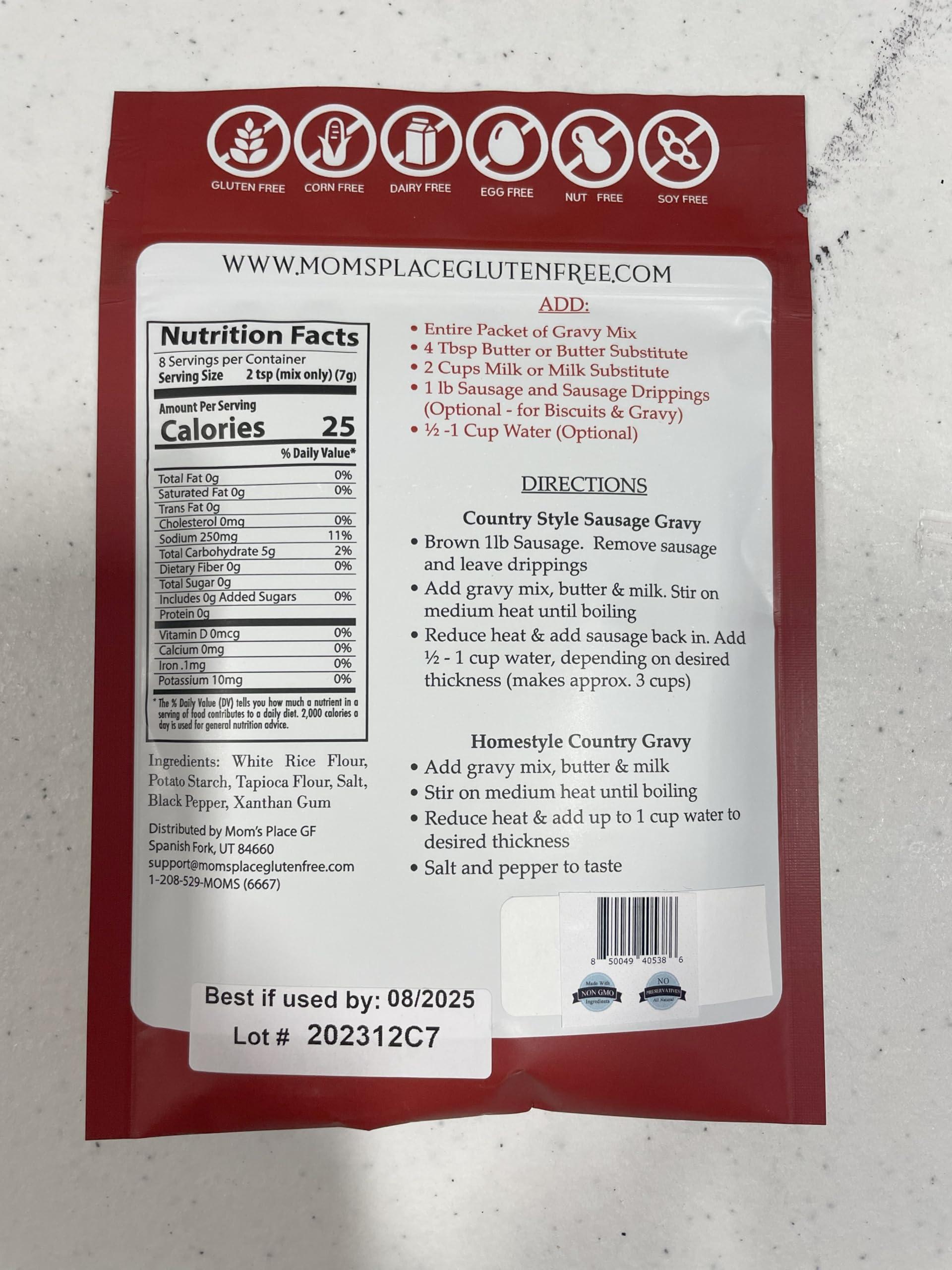 Mom\'s Place Gluten-Free Mom\'s Place Gluten-Free Dairy Free Country Gravy Mix | Nut Free, Soy Free, Corn Free, Non-GMO | Rich, Creamy Gravy for Breakfast & Dinner
